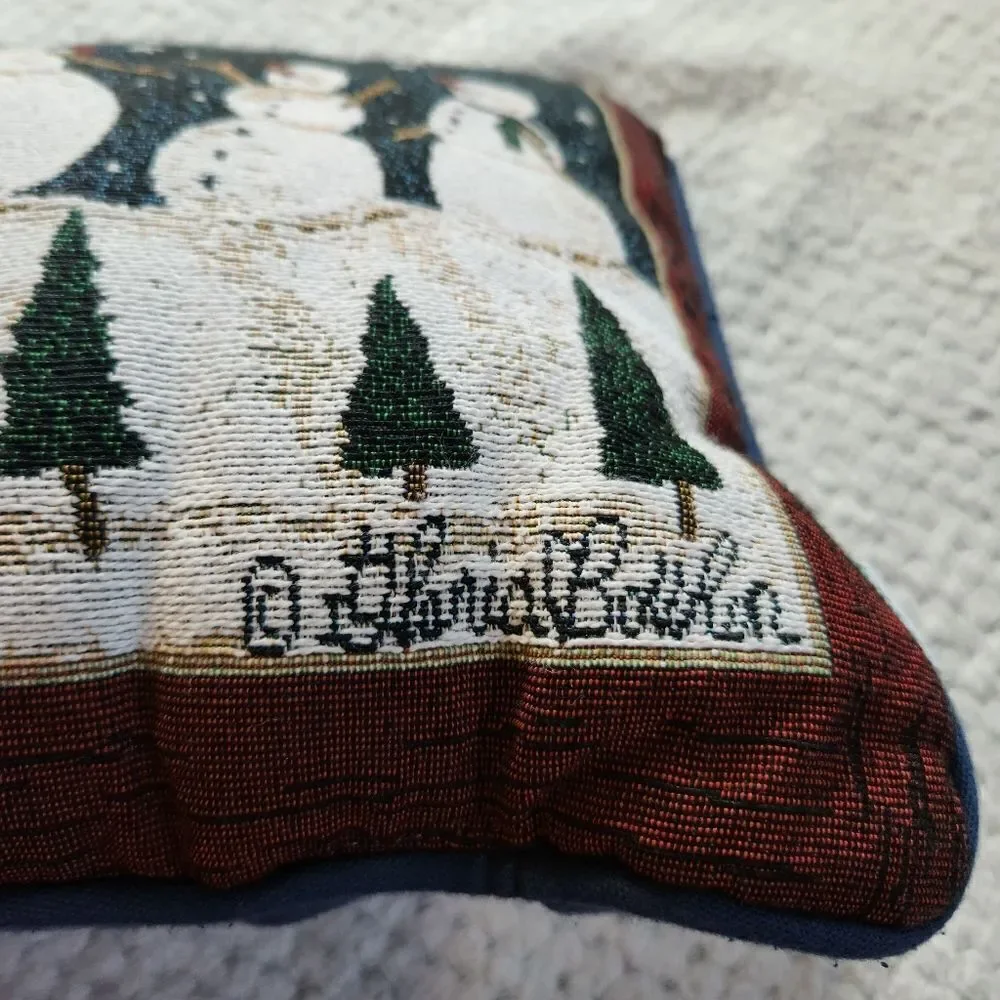 Vintage 90s Riverdale Christmas Holiday Snowman Throw Pillow